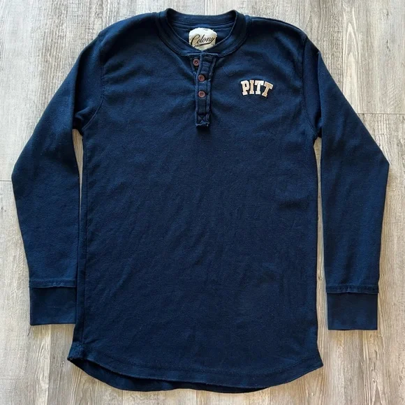 PITT Panthers Navy Blue Thermal Waffle Knit Henley Long Sleeve Shirt XXL - Picture 6 of 8